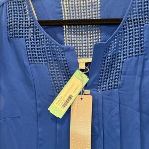 Daniel Rainn Royal Blue Top with Crochet Detail New with tags